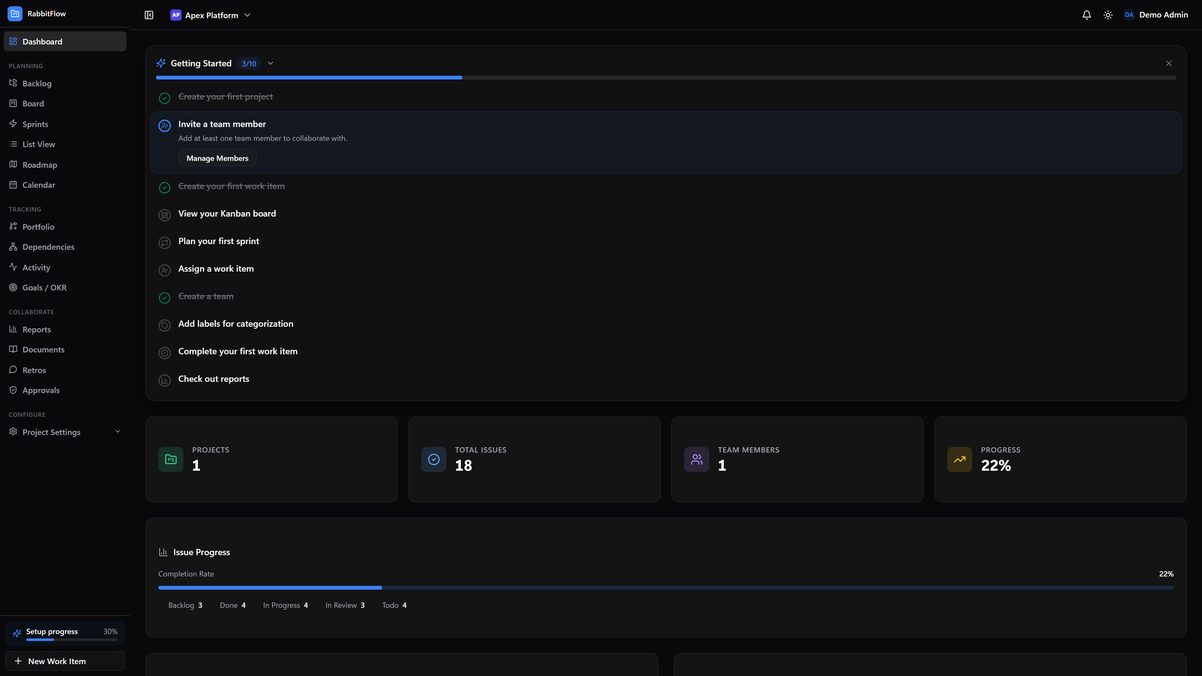 RabbitFlow dashboard